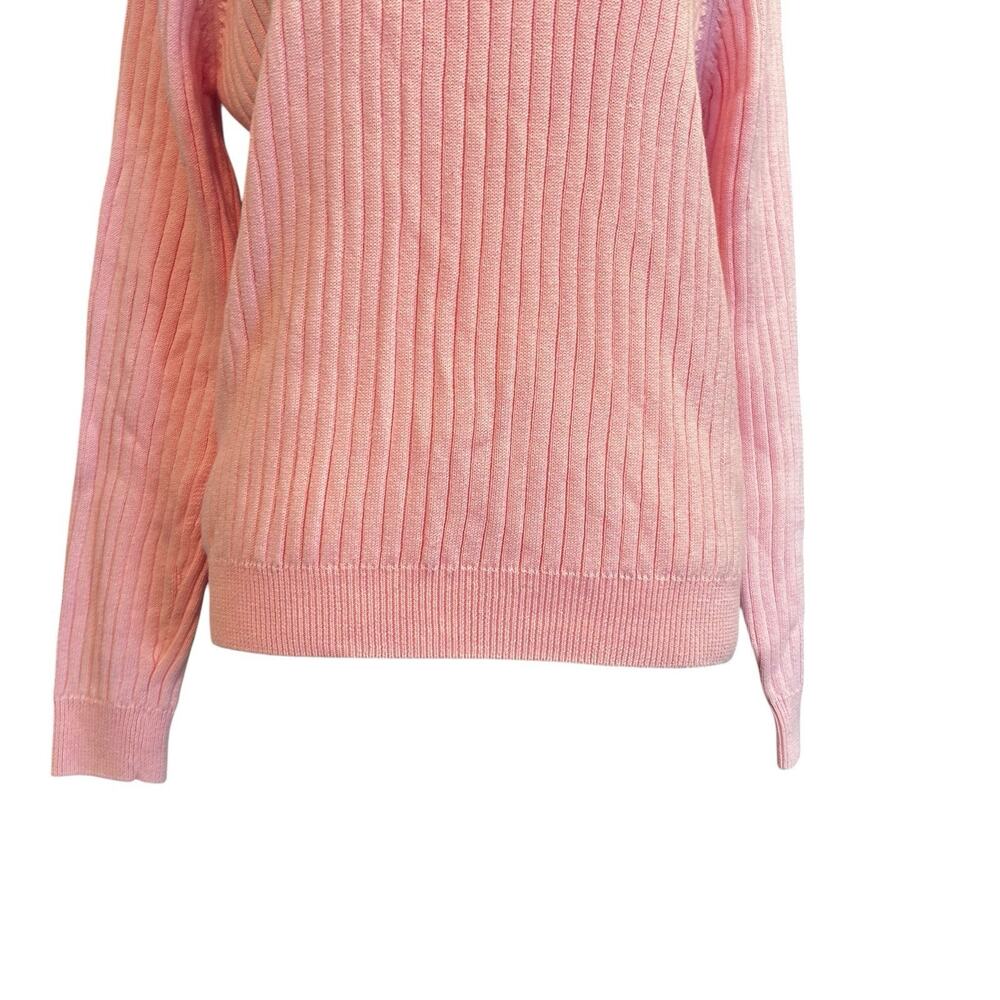 Vintage 80s Pink Ribbed Turtleneck Sweater Sz M - Picture 11 of 16